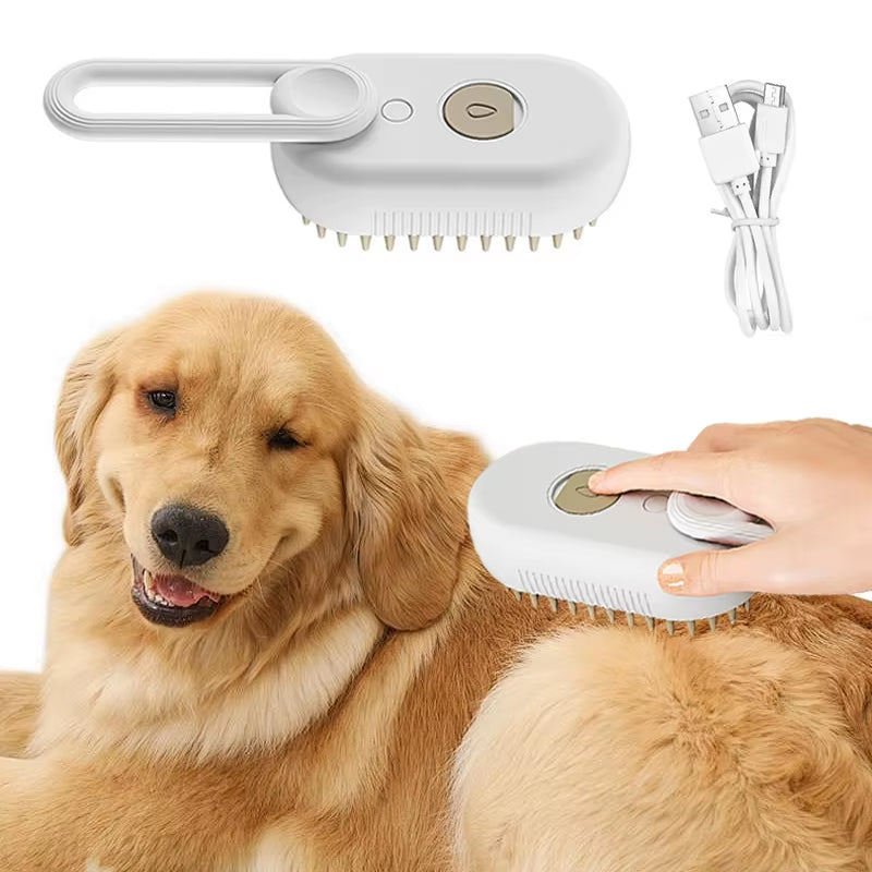 Pet Electric Steam Brush 3 in 1 Cat and Dog Cleaning Spray Massage Grooming Comb Electric Spray Pet Hair Removal Beauty Brush